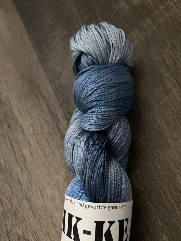 Handgeverfde garen katoen - Blauw zee 400m/100gr - Afbeelding 2