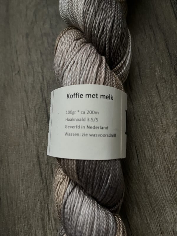 Handgeverfde garen katoen - Koffie met melk 200m/100gr - Afbeelding 4