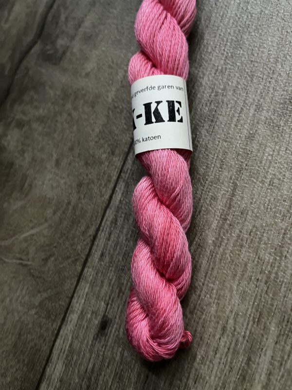 Handgeverfde garen katoen - Roze 80m/20gr - Afbeelding 3