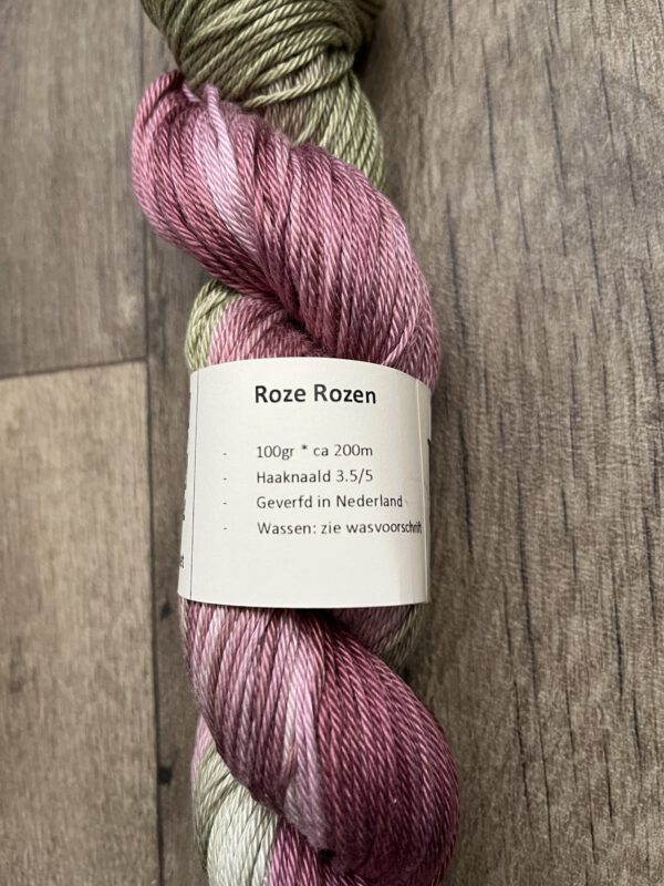 Handgeverfde garen katoen - Roze rozen 200m/100gr - Afbeelding 4