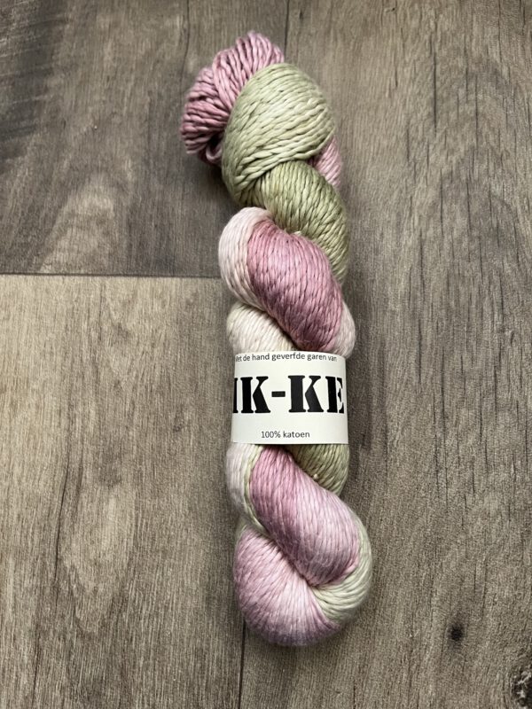 Handgeverfde garen katoen - DK 1ply - Roze rozen