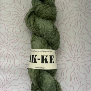 Handgeverfde garen katoen bouclé - Donkergroen 500m/100gr