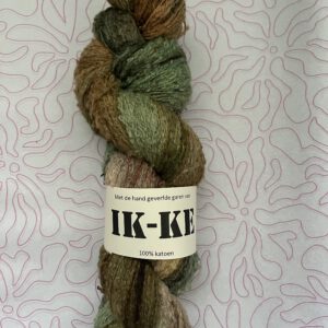 Handgeverfde garen katoen bouclé - Boswandeling 500m/100gr